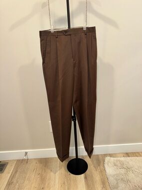 Brown Pleated Vintage Dress Pants